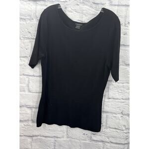 Ann Taylor Black Scoop Neck Blouse Large
